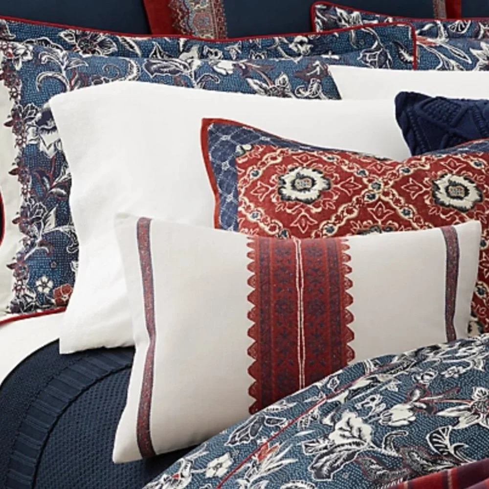 Ralph Lauren Mirabelle Leason Cream Red Decorative Throw Pillow